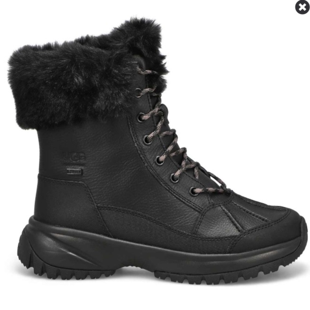 UGG Women's Black Winter Boots with Fur Trim